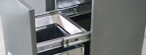 不銹鋼室內(nèi)滑軌四分類果皮箱桶門(mén)推拉打開(kāi)方式
